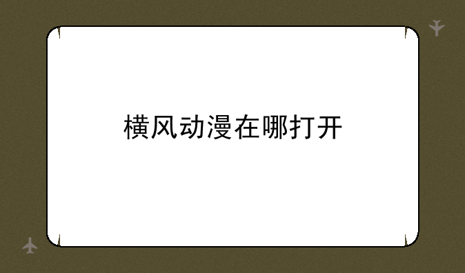 横风动漫在哪打开