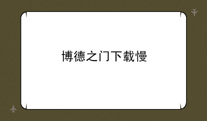 博德之门下载慢