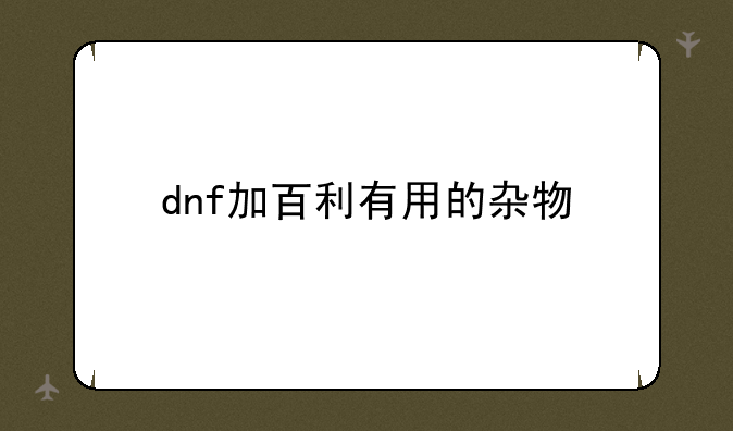 dnf加百利有用的杂物