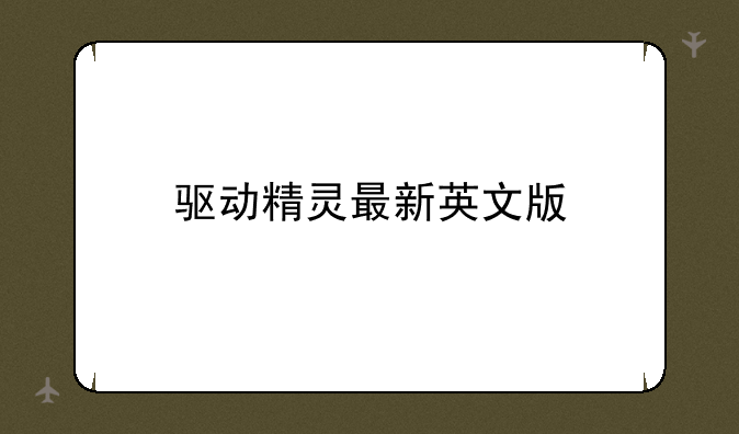 驱动精灵最新英文版