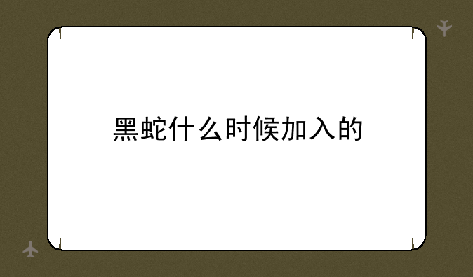 黑蛇什么时候加入的