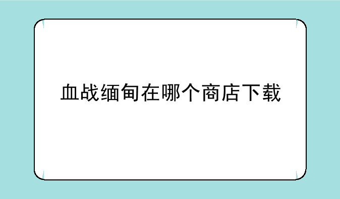 血战缅甸在哪个商店下载
