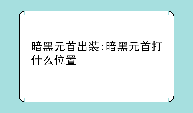 暗黑元首出装:暗黑元首打什么位置